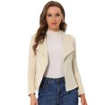 thumbnail image 1 of INSPIRE CHIC Veste en Faux Suède pour Femmes, Cardigan Ouvert à Revers Drapé, Abricot G, 1 of 4