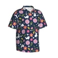 thumbnail image 3 of Xecao Floral Rabbit print Hawaiian shirt - a stylish short-sleeve button-down for men, perfect for casual beach and tropical outings., 3 of 9