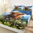 thumbnail image 3 of jejeloiu Farmhouse Highland Cattle Bed Sheets,Colorful Daisy Flowers King Sheets,Watercolor Ink Painting Sheet Set For Teens,Super Cozy Room Decor,4 Pieces, 3 of 7