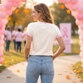 thumbnail image 6 of JULMCOMO Breast Cancer Shirts for Women Breast Cancer Awareness V Neck Loose Fit Casual Soft Tops Short Sleeve Pink Ribbon Graphic Tees Rose Gold M, 6 of 6