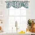 thumbnail image 3 of Teal Paisley Pattern Tie Up Valance Curtains for Windows, Kitchen Curtains Window Treatments, Boho Ethnic Floral Traditional Short Window Shades Valances for Bedroom Bathroom Cafe 42"x18", 3 of 8