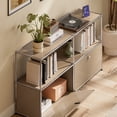 thumbnail image 3 of Modern Accent Cabinets with 2 Doors and Shelf,Freestanding Metal Storage Cabinet for Living Room,Brown, 3 of 7
