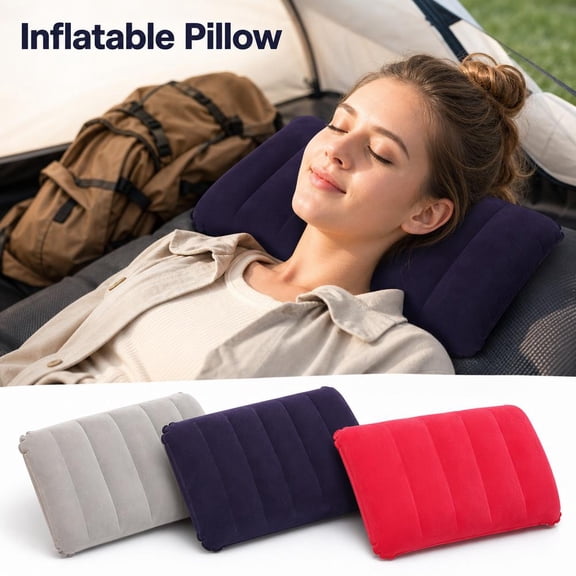 3-Pack Inflatable Camping Pillow –Compact Air Cushion for Travel, Hiking,18x12inch