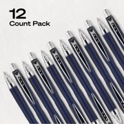 uniball™ Jetstream Retractable Ballpoint Pens, Fine Point, 0.7mm, Navy Barrel, Black Ink, 12 Count