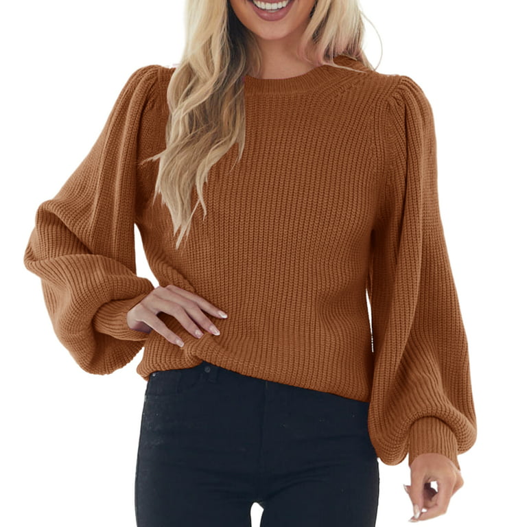 Sherrylily Women Long Puff Sleeve Pullover Casual Sweaters