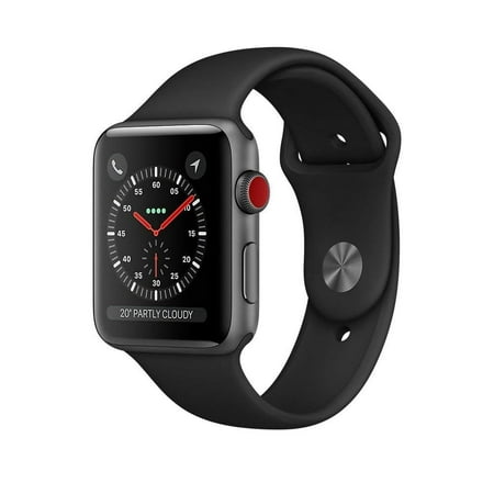 Restored Apple Watch Series 3 GPS + Cellular 42mm Space Gray Aluminum Case with Black Sport Band - Grey (Refurbished)