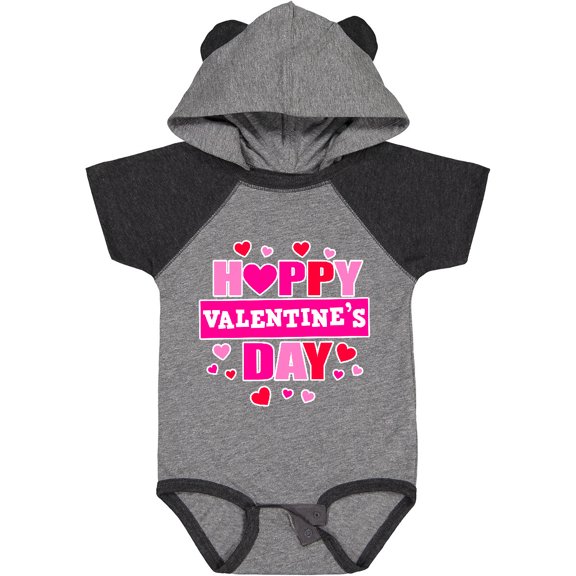 Inktastic Happy Valentine's Day with Hearts Boys or Girls Baby Bodysuit