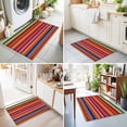 thumbnail image 4 of Entryway Rug 2'x3', Mexican Style Kitchen Runner Rugs Non-Slip Carpet Mats, Colorful Mexico Stripes Orange Red Bedside Rugs Runners Washable Floor Carpet for Bathroom Laundry Room, 4 of 8