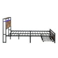 thumbnail image 4 of Queen Size Bed Frame with Storage Headboard, Metal Platform Bed with 2 Drawers, LED Lights Bed with Charging Station No Box Spring Needed, 4 of 9
