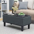 thumbnail image 2 of Convenience Concepts Designs4Comfort Pouf en Bois de Brent en Tissu de Lin Gris, 2 of 8