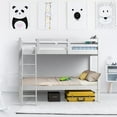 thumbnail image 3 of Giantex Twin-Over-Twin Wood Bunk Bed, 2-in-1 Convertible Space-Saving Bed w/Inclined Ladder & Safety Guardrails for Kids Teens Adults, White, 3 of 10