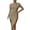 Khaki, variant on Halter Dresses for Women Mock Neck Ruched One Shoulder Bodycon Midi Dress Long Sleeve Split Hem Casual Sundress for Cocktail Party Wedding Guest