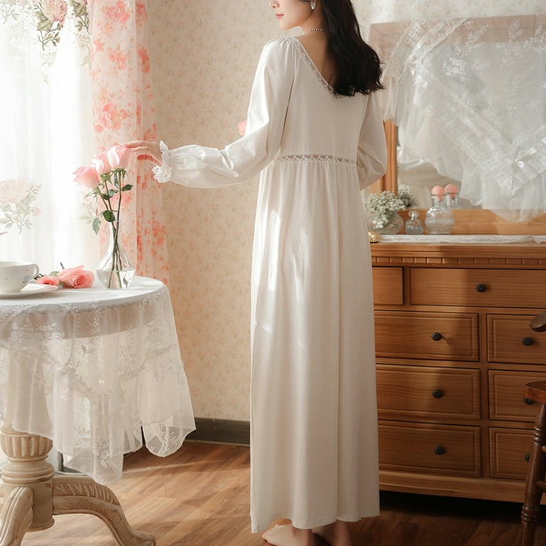Defitshape Women's Victorian Night Gown Cotton Blend Nightgown