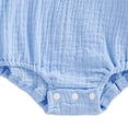 thumbnail image 6 of Hessimy Newborn Baby Girl Summer Outfit Bow Smocked Bubble Romper Doll Collar Plaid Bodysuit Fly Sleeve Jumpsuit Clothes(Sky Blue, 6 of 7