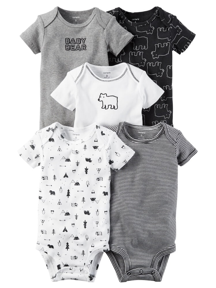 Carter’s Baby Boy Lion & Bear Black/Gray/White Little Man Bodysuits 