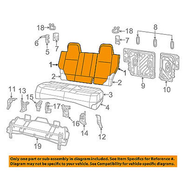 Jeep CHRYSLER OEM 1216 Patriot Rear SeatSeat CoverTop Back Left 1UD81DK2AB