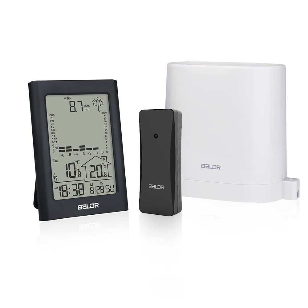 BALDR Wireless Rain Gauge With Remote Sensor, Rainfall Meter, Indoor