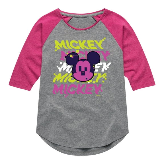 Disney - Mickey Stacked - Toddler & Youth Girls Raglan Graphic T-Shirt