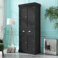 thumbnail image 4 of ChVans 72" Tall Kitchen Pantry with 4 Doors, Storage Cabinet with 1 Large Drawer 6 Hanging Shelves, Freestanding Cupboard for Dining Room Living Room, 4 of 8
