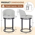 thumbnail image 2 of ClinQ Swivel Counter Height Bar Stools Set of 2, Fabric Upholstered Barrel Bar Chairs with Auto Return, Curved Back and Black Metal Frame, Gray, 2 of 7