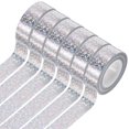thumbnail image 1 of Uxcell 6 Rollos de Cinta Holográfica Cinta Decorativa 0.6 Pulgadas x 5.5 Yardas, Plateado, 1 of 6
