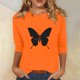 thumbnail image 1 of Honeeladyy - Camisetas de verano para mujer, manga 3/4, cuello redondo, bonitas túnicas, blusas holgadas y camisetas básicas, regalo para tu novia, esposa o mamá (naranja, M), 1 of 5