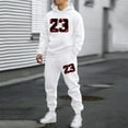 thumbnail image 2 of SGMVNU Men's Casual Sweatsuits 2 Piece Set Hooded Sweatshirt And Jogger Set Letter Print Soft Sport Comfort Wear Fall Winter Suit Sets (White, M), 2 of 5