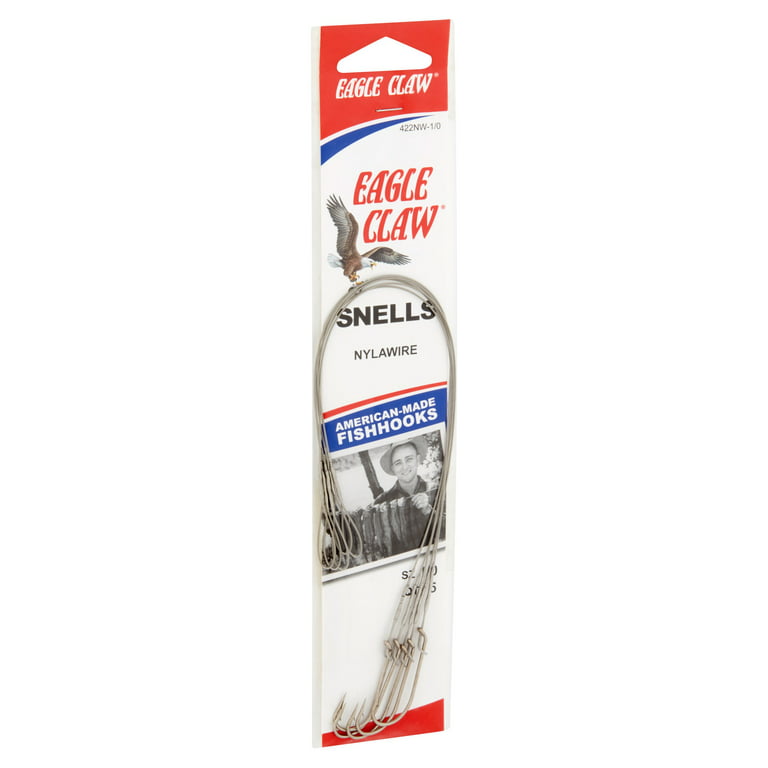 Eagle Claw 422NWH-1/0 Snells Nylawire Hooks, Size 1/0 