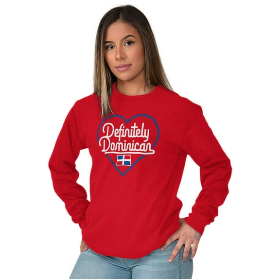 Definitely Dominican Cute Flag Love Women's Long Sleeve T Shirt Brisco Brands S