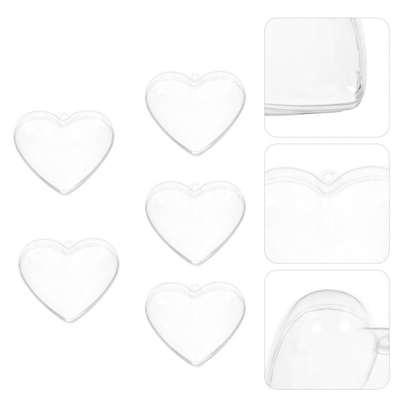 FONDOTIN 5Pcs Plastic Heart Candy Container Transparent Box for Storing Chocolates and Sweets