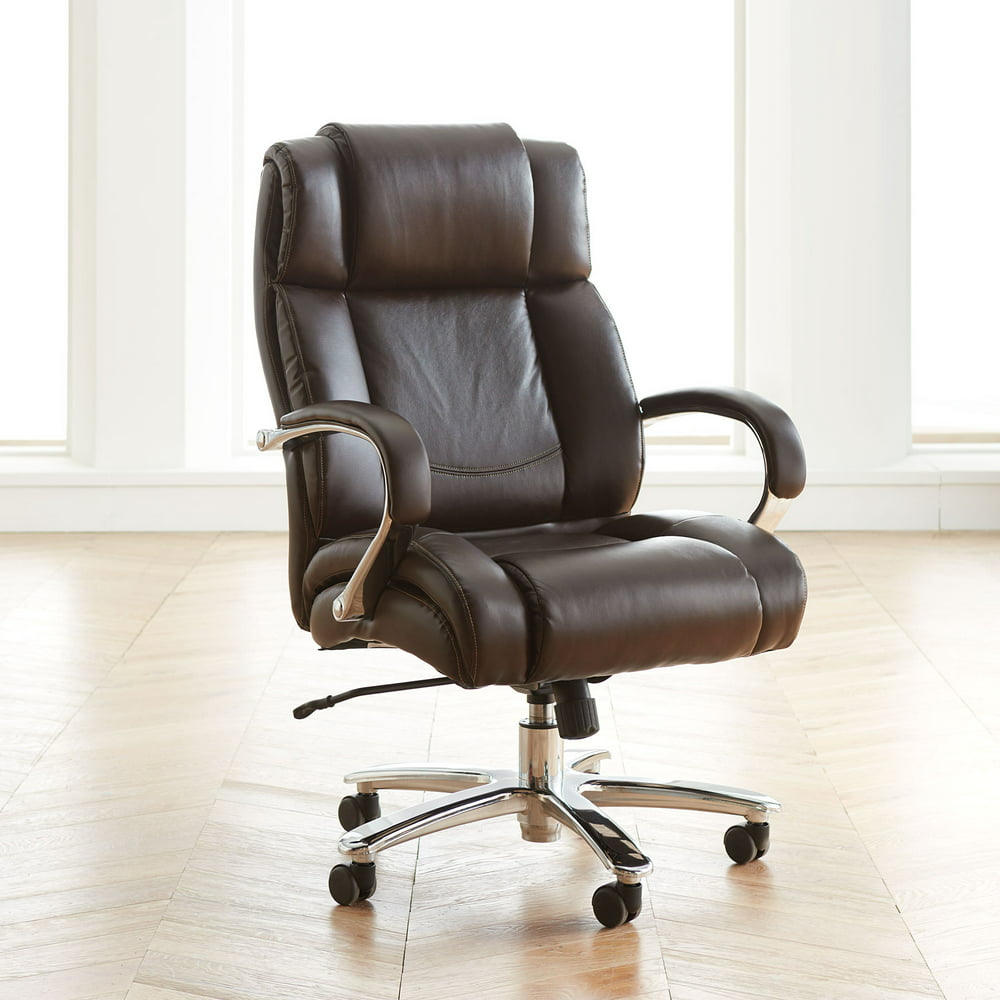 BrylaneHome Big And Tall Chrome Finish Office Chair Extra Wide
