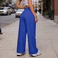thumbnail image 5 of Qgtaibl High Waisted Wide Leg Pants for Women Elastic Waist Pleated Work Pants with Pockets Summer Stretchy Casual Business Trousers Blue M, 5 of 5