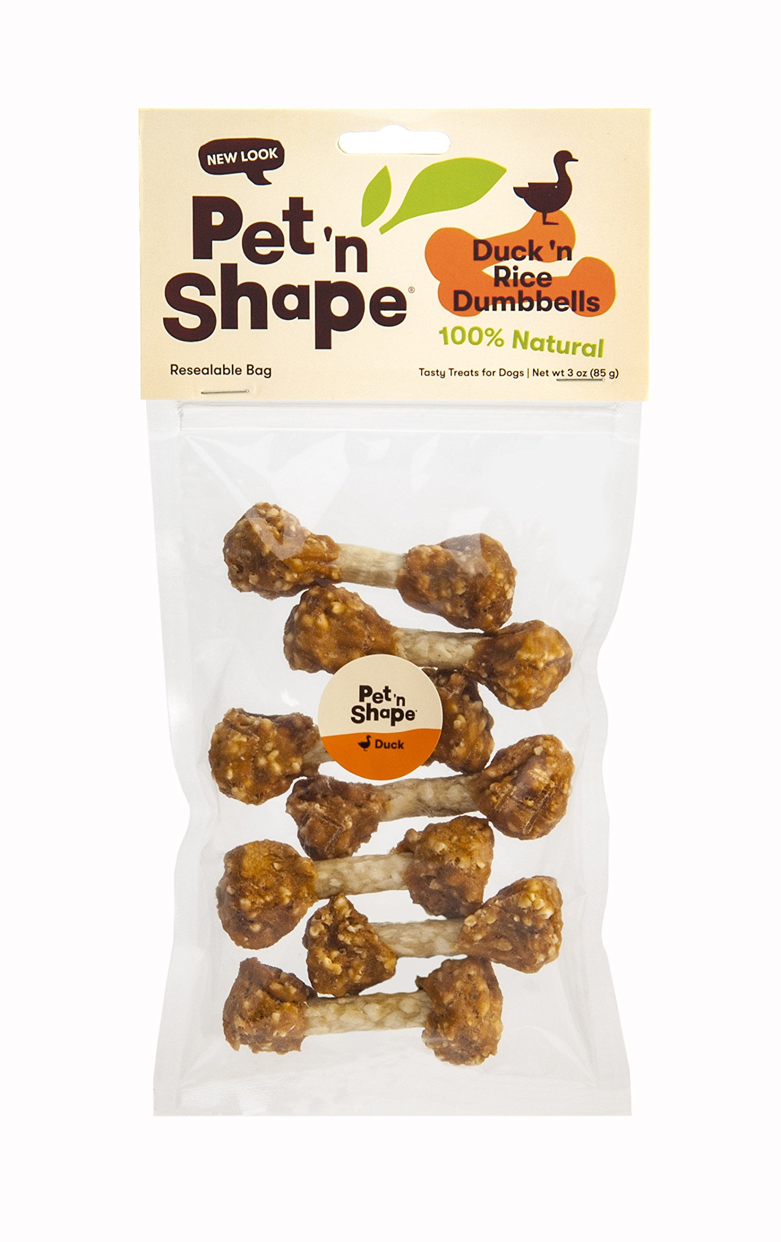 Pet 'n Shape Duck 'n Rice Dumbells - Natural Dog Treats, Duck, 3 Ounce