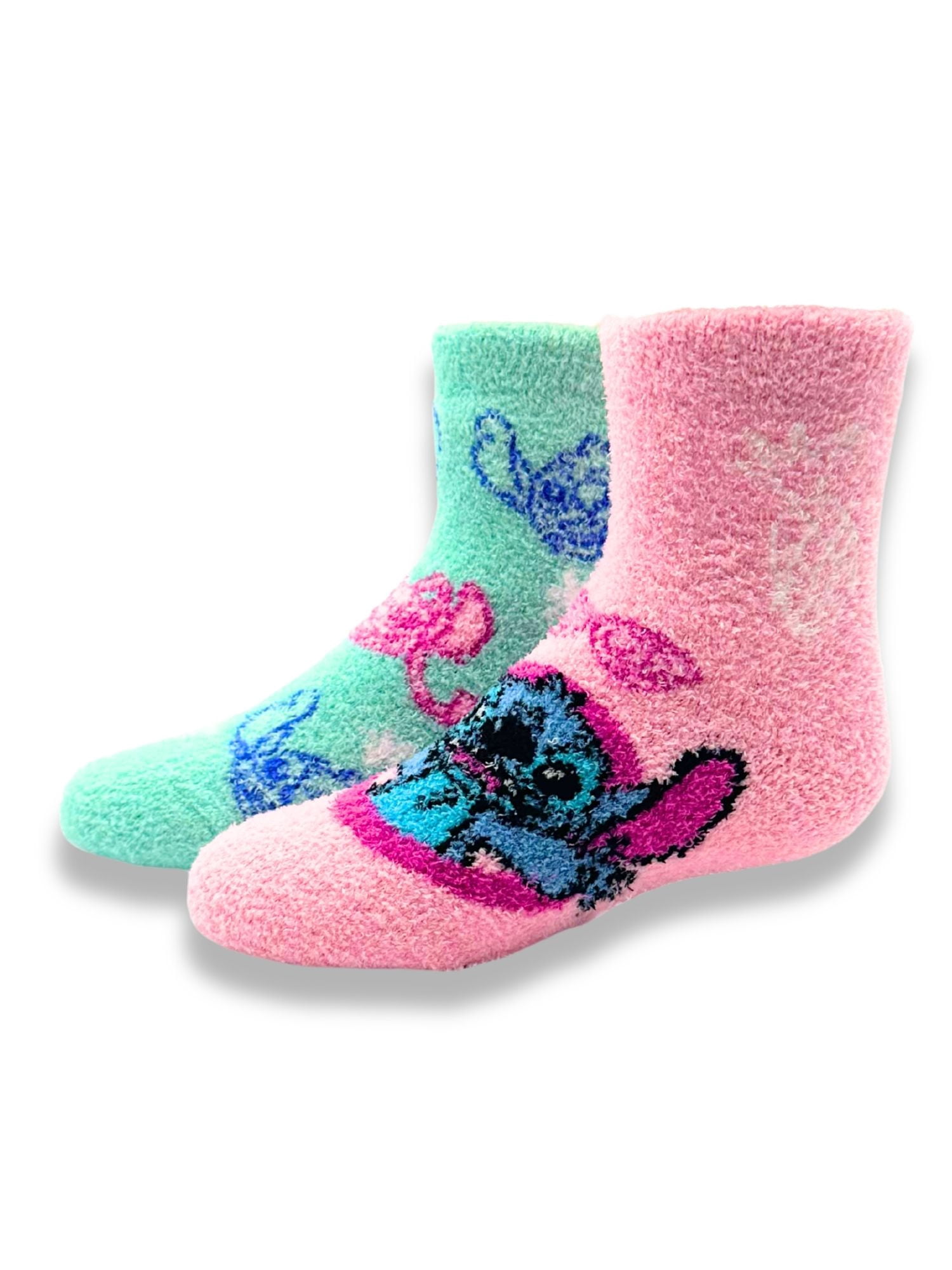Disney Stitch Girls Cozy Socks, 2-Pack, Sizes S/M-M/L