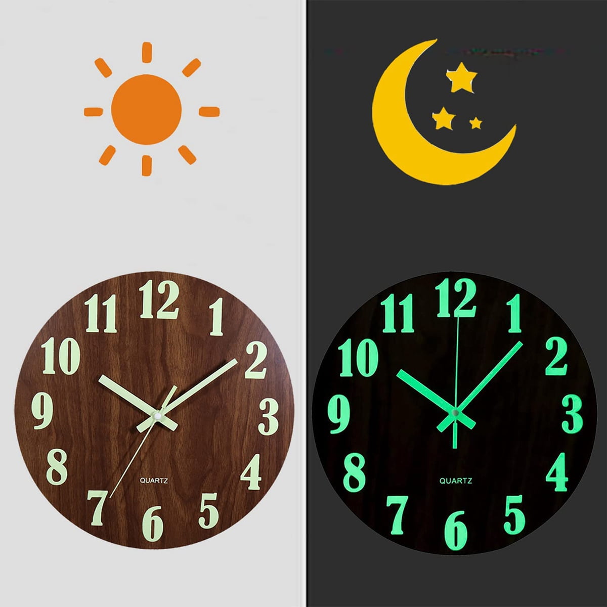 Horloge Murale Lumineuse En Bois 30cm - Design Moderne Pour Bureau Ou Salon