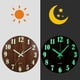 thumbnail image 3 of Reloj de Pared Luminoso, Relojes de Pared de Cocina Silenciosos de Madera de 12 Pulgadas Que No Hacen Tictac para Sala de Estar Interior/Exterior, 3 of 6