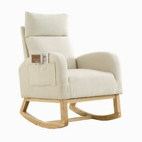 CQSXDA High Backrest Lounge Rocking Chair In Modern Design With Two Side Pockets For Storage, Beige