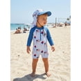 thumbnail image 3 of BemeyourBBs Kids Toddler Baby Boy 4th of July Swimsuit with Sun Hat Independent Day One Piece Swimsuit Infant Boy Bathing Suit Long Sleeve Rash Guard American Flag Popsicle Swimwear Summer Beachwear, 3 of 9