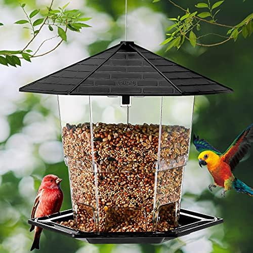 Bird Feeders for Outdoors Hanging Bird Feeder Wild Birds Seed, Black