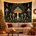 thumbnail image 3 of Mushroom Garden with Crescent Moons and Starbursts, Mystical Psychedelic for Art Lovers, Nature-Inspired Decor, Birthday Gift, Tapestry Wall Hanging for Bedroom and Living Room, 3 of 7