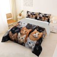 thumbnail image 3 of Manfei 3D Kitten Print King Size Comforter Sets, Kawaii Animal Lover Comforters King Size, Multicolor, Gray Reversible, 3-Piece, 1 Comforter and 2 Pillowcases, 3 of 7