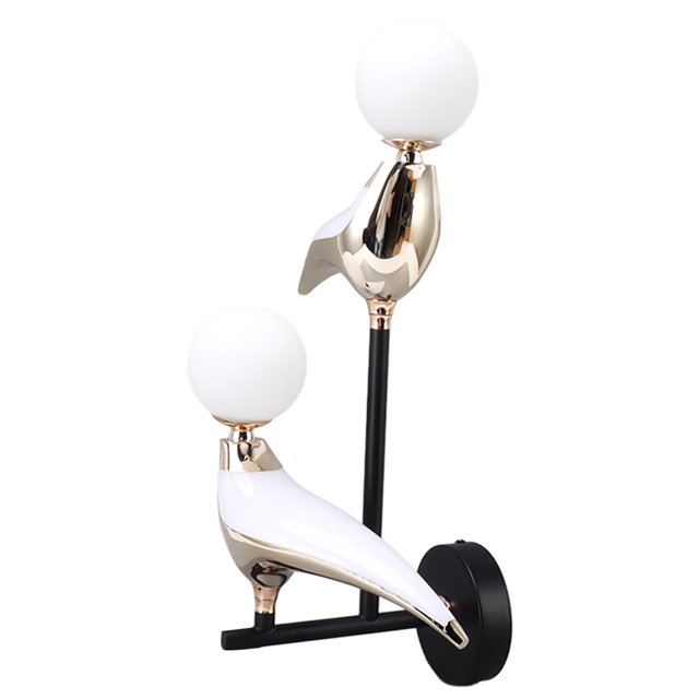 Lámpara de pared moderna para pájaros, luz LED giratoria de doble cabezal montada en la pared para sala de estar, dormitorio, mesita de noche, 110-240V