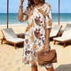 thumbnail image 5 of Vestido de Verano Floral Azul Impresión de Vacaciones de las Mujeres Suelto Cuello Redondo Vestido de Manga de Tres Cuartos, Manga de Puff Cambio Casual, 5 of 6