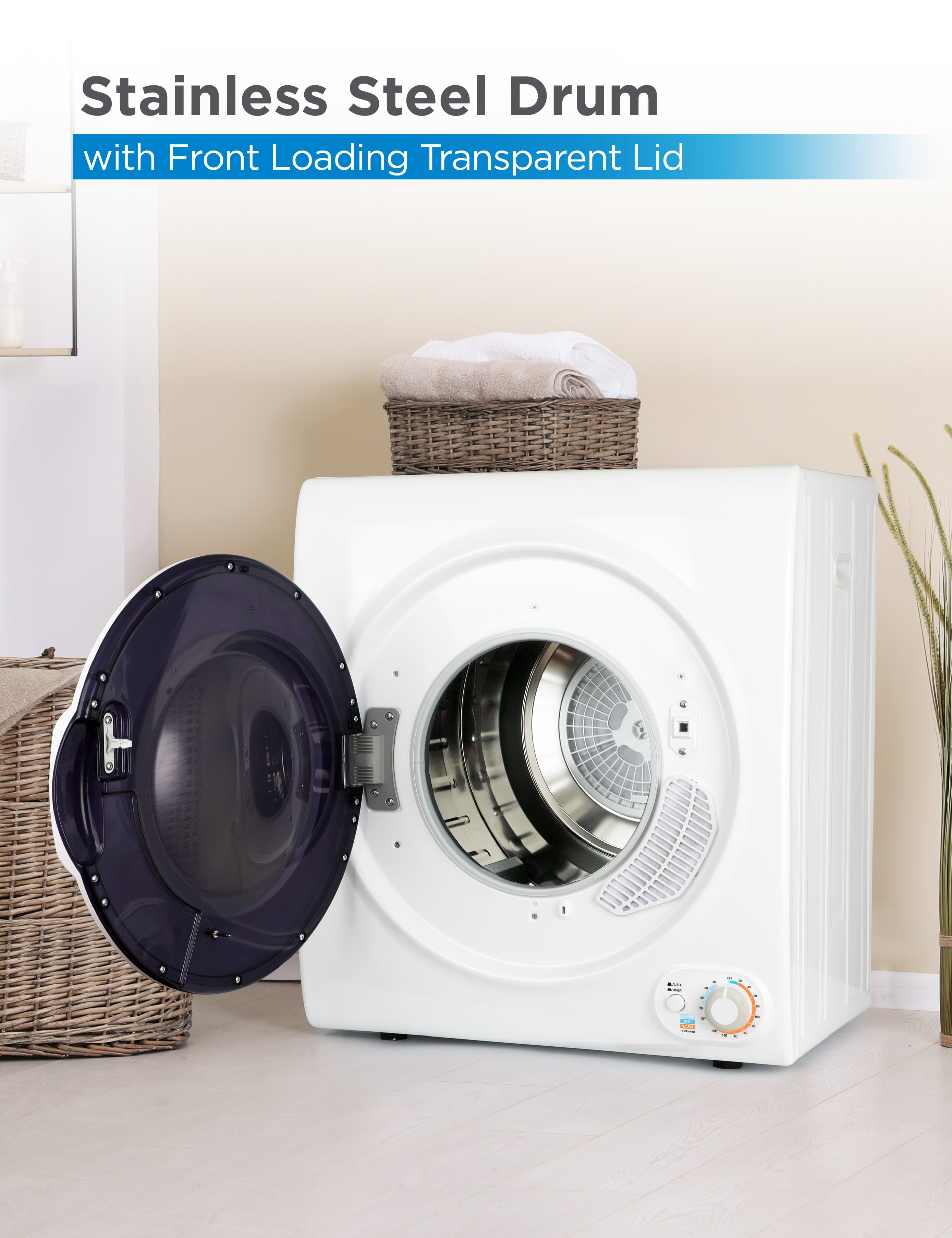 Commercial Care 3.5 Cubic Feet Electric Dryer 120V Front Loading Dryer Machine Holds Up To 13.2 lbs