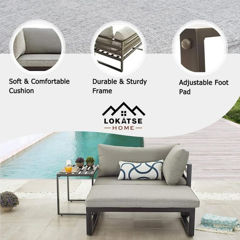 LOKATSE HOME Outdoor Sectional Furniture Patio Conversation Steel
