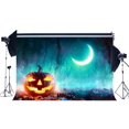 thumbnail image 1 of Telón de fondo ABPHQTO 150x220cm Hallowmas Noche de terror de Halloween Bosque misterioso Luna brillante, 1 of 2