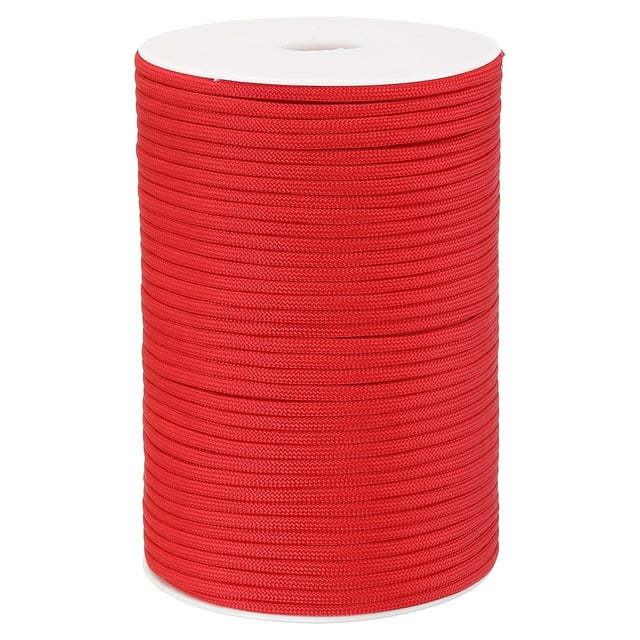 Uxcell 328FT 550 Paracord, 7 Strand Parachutes Cord Spool 4mm Survival Strong Rope String for Camping Hiking, Bright Red
