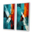 thumbnail image 3 of Designart "Ineffable Love Teal Abstract III" Abstract Painting Framed Wall Art Set Of 2 - Modern Red Frame Gallery Set For Office Decor, 3 of 6