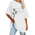 thumbnail image 2 of WREESH Women's Oversized T-Shirts Casual Round-Neck Printed Loose Short Sleeve Graphic Tops White, 2 of 5