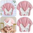 thumbnail image 4 of Gorro Toalla para Secar El Microfibra Ducha Con Lazo Suave Extrame Color Rosa 2 Uds., 4 of 4